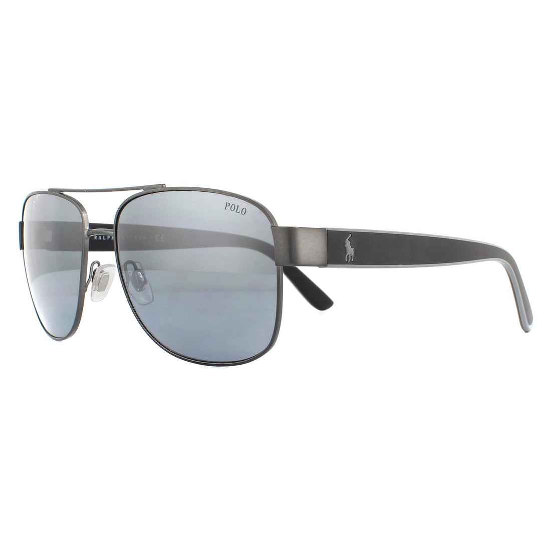 Polo Ralph Lauren Sunglasses PH3122 91576G Matte Dark Gunmetal Light Grey Mirror