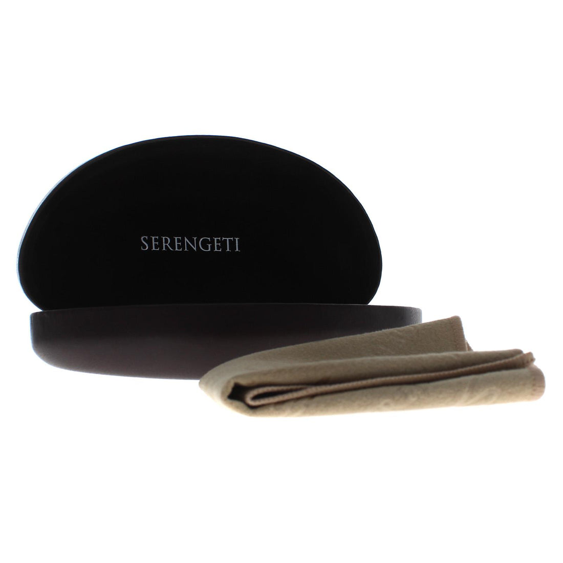 Serengeti medium brown smooth faux leather Sunglasses Case with cleaning cloth