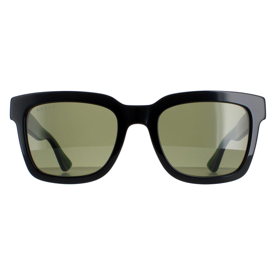Gucci Sunglasses GG0001SN 002 Black and Green With Red Stripe Green