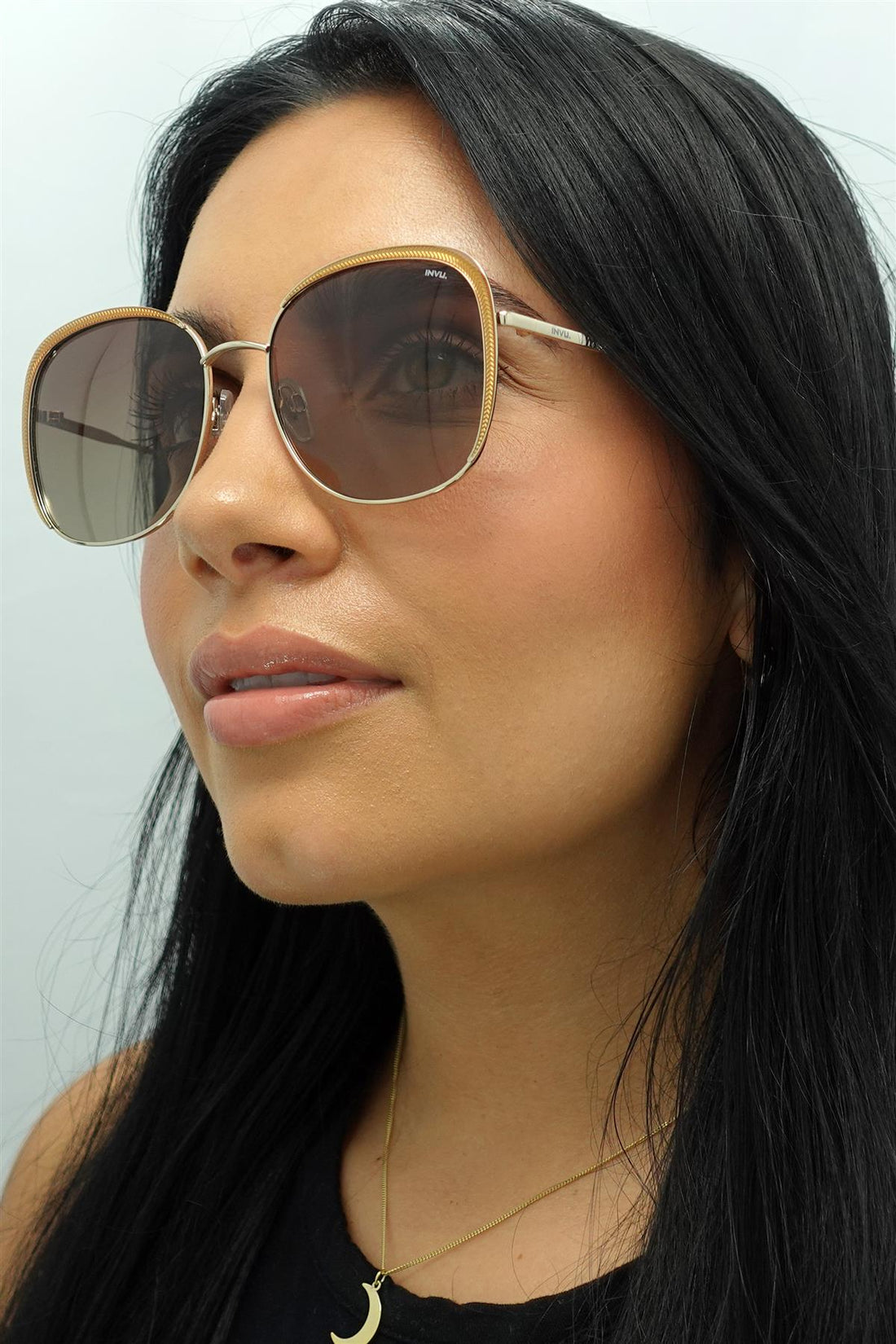 INVU Sunglasses B1018 C Gold Beige Brown Polarized