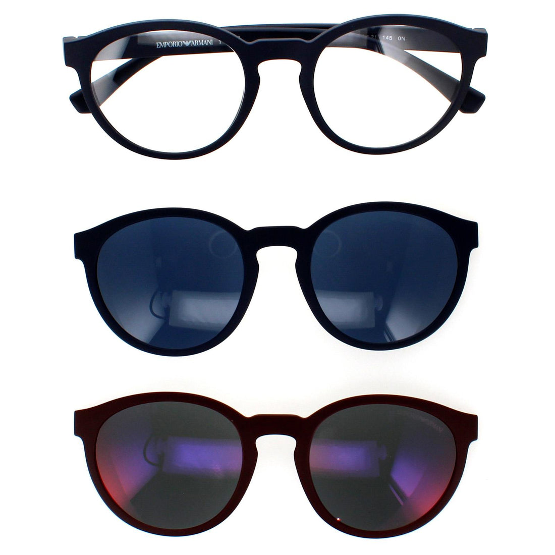 Emporio Armani Sunglasses EA4152 56691W Matte Blue Clear with Sun Clip-ons