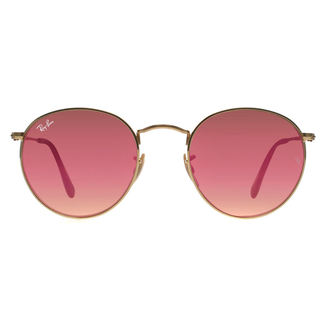 Ray-Ban Sunglasses Round Flat Lenses 3447N 001/Z2 Gold Copper Mirror