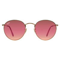 Ray-Ban Sunglasses Round Flat Lenses 3447N 001/Z2 Gold Copper Mirror
