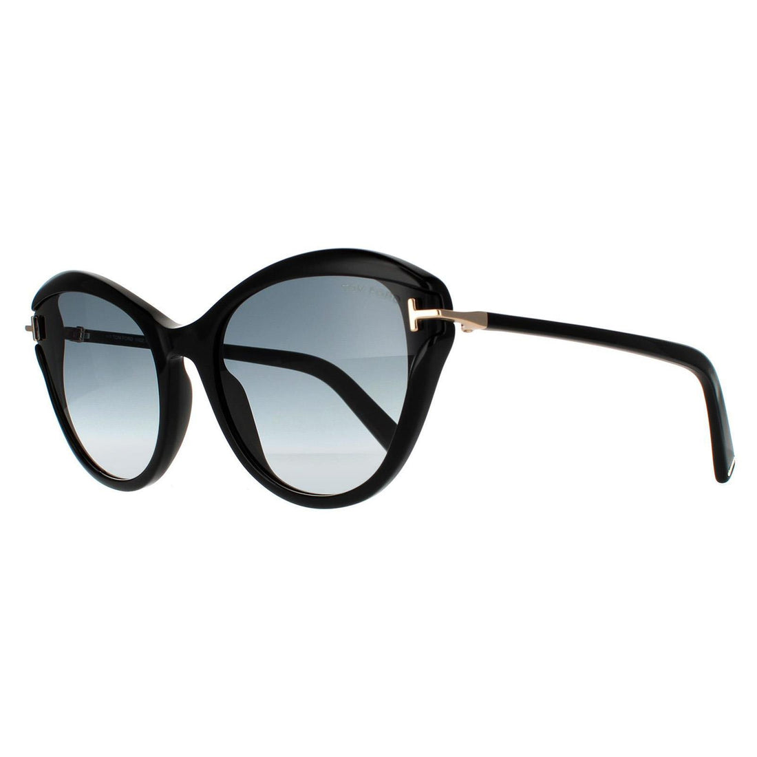 Tom Ford Sunglasses Leigh FT0850 01B Shiny Black Smoke Gradient
