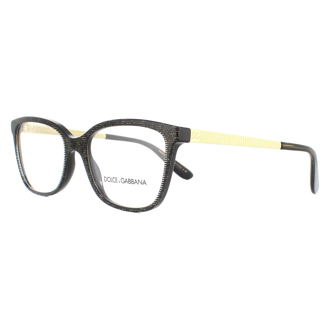 Dolce & Gabbana Glasses Frames DG3317 3218 Glitter Gold Striped Black Women