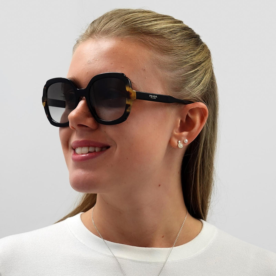 Prada Sunglasses PR16US 3890A7 Black Medium Havana Grey Gradient