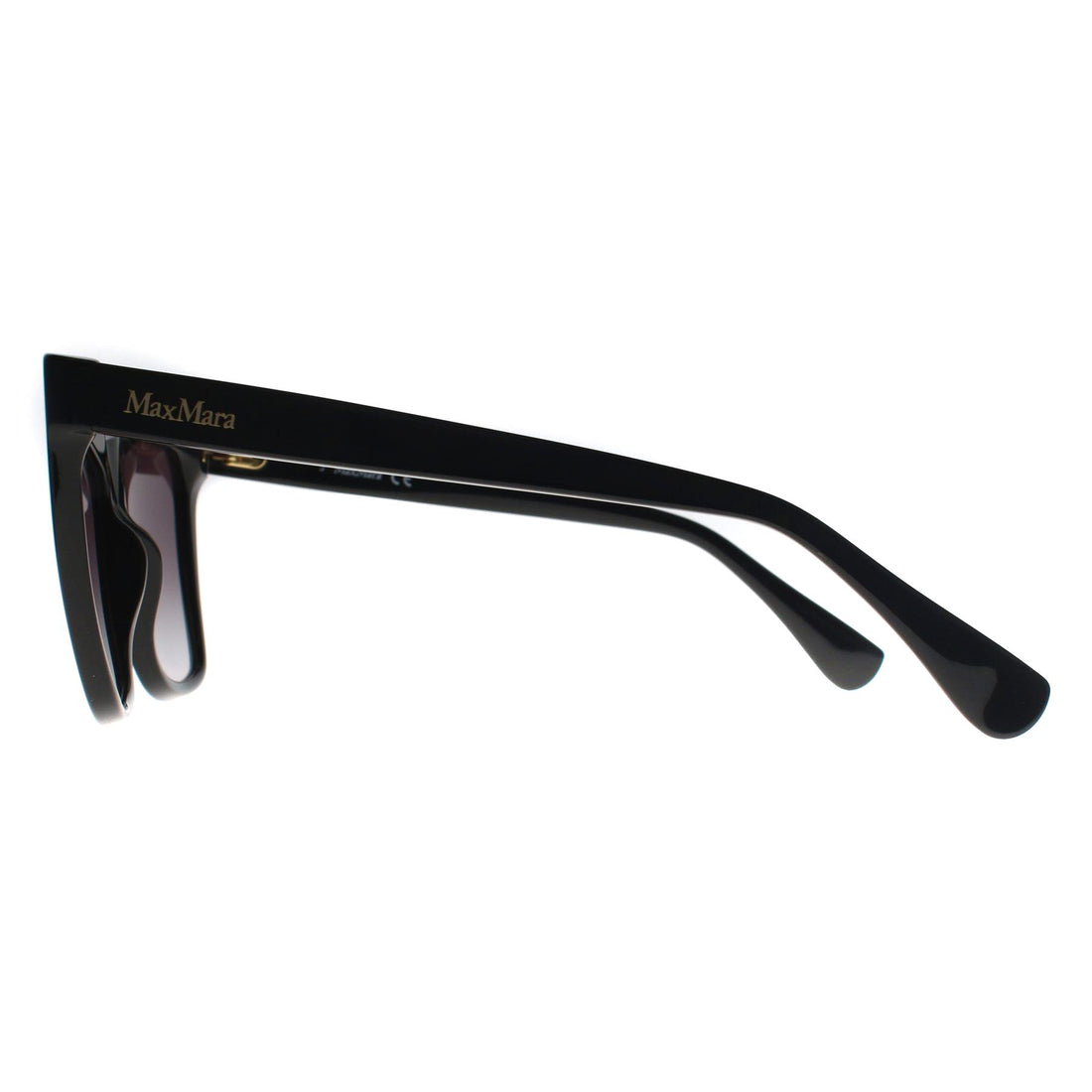 Max Mara Sunglasses MM0008 Logo2 01B Shiny Black Smoke Grey Gradient