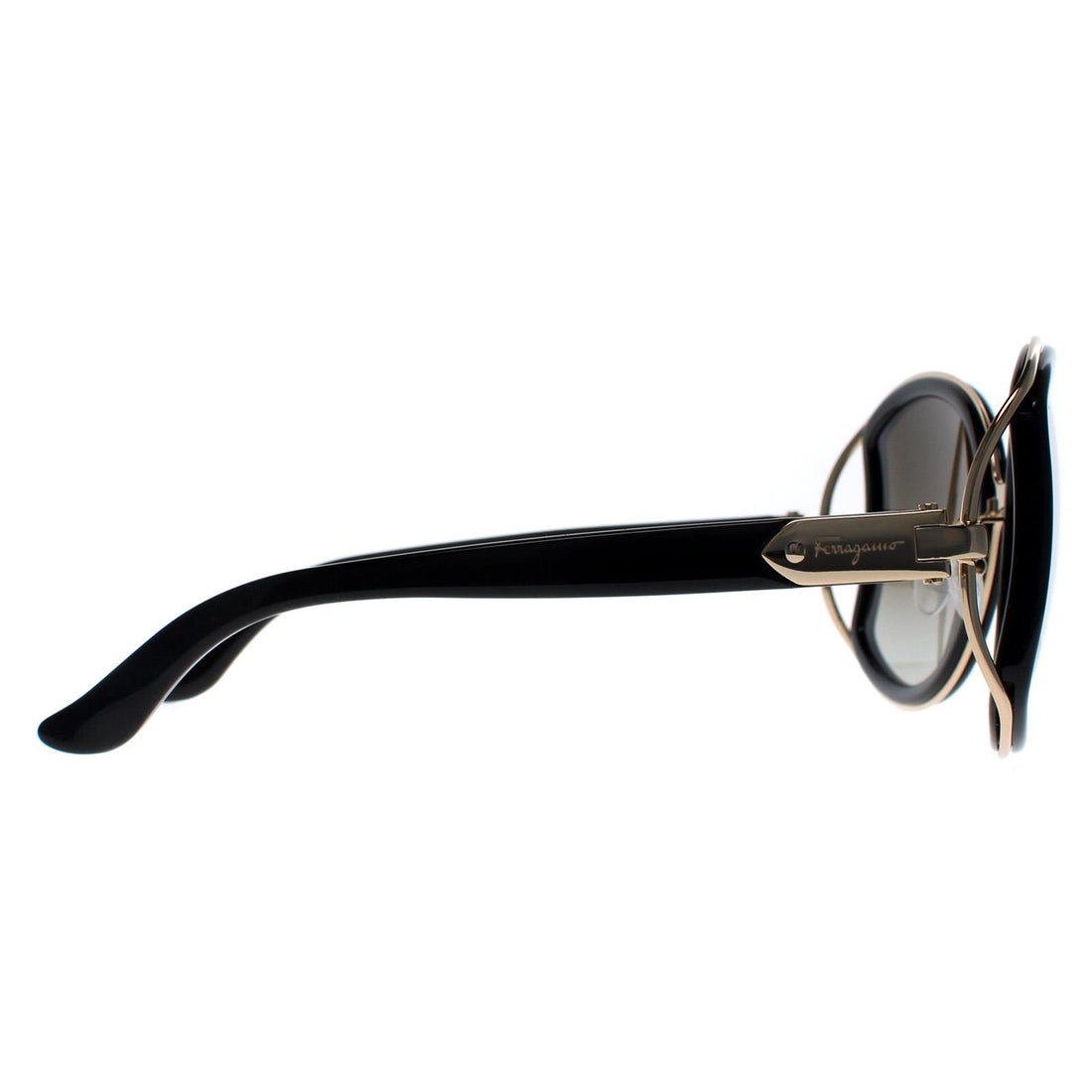 Salvatore Ferragamo Sunglasses SF719S 001 Black Gold Brown Gradient