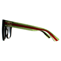 Gucci Sunglasses GG0034SN 002 Black With Green and Red Glitter Grey Gradient