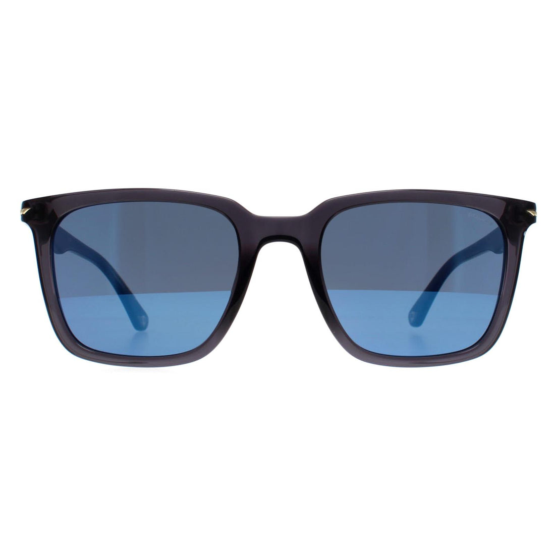 Police Sunglasses SPLL80 Champ 4 705B Shiny Transparent Dark Grey Smoke Mirror Blue