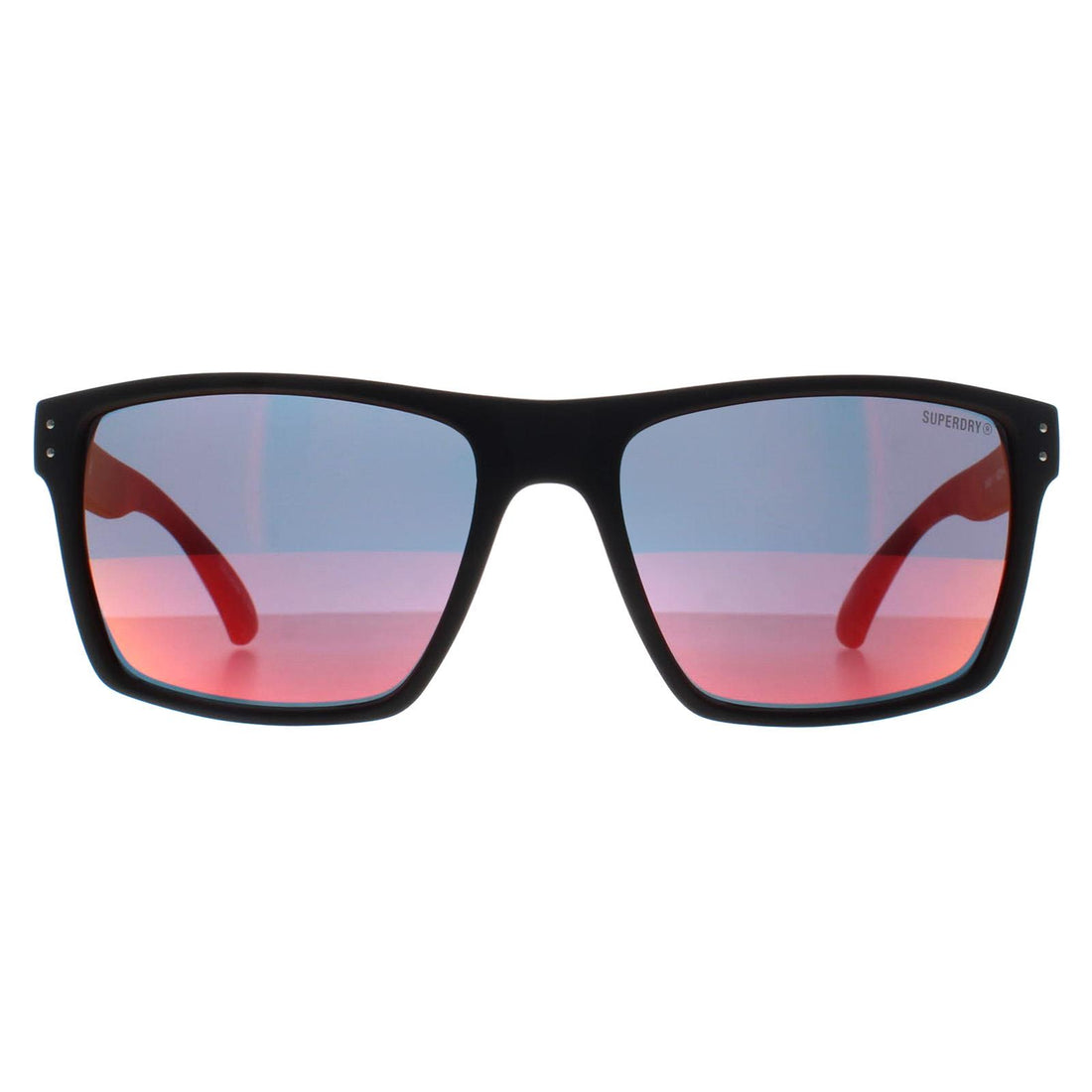 Superdry Sunglasses Kobe 193 Matte Black Volcanic Mountain Orange Red Mirror