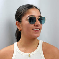 Ray-Ban Sunglasses Hexagonal RB3548N 91233M Gold Blue Grey Gradient