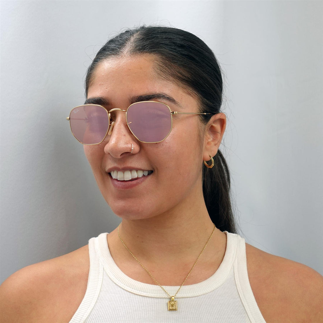 Ray-Ban Sunglasses RB3548N Hexagonal 001/Z2 Gold Copper Flash Mirror