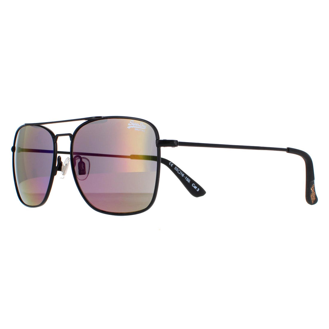 Superdry Sunglasses Trident SDS 004 Matte Black Oil Slick Mirror