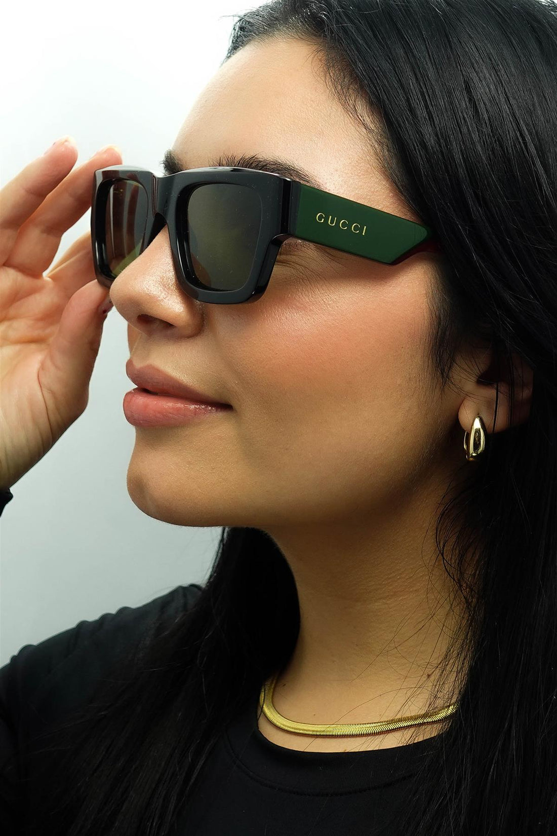 Gucci Sunglasses GG1668S 003 Black with Green and Red Green