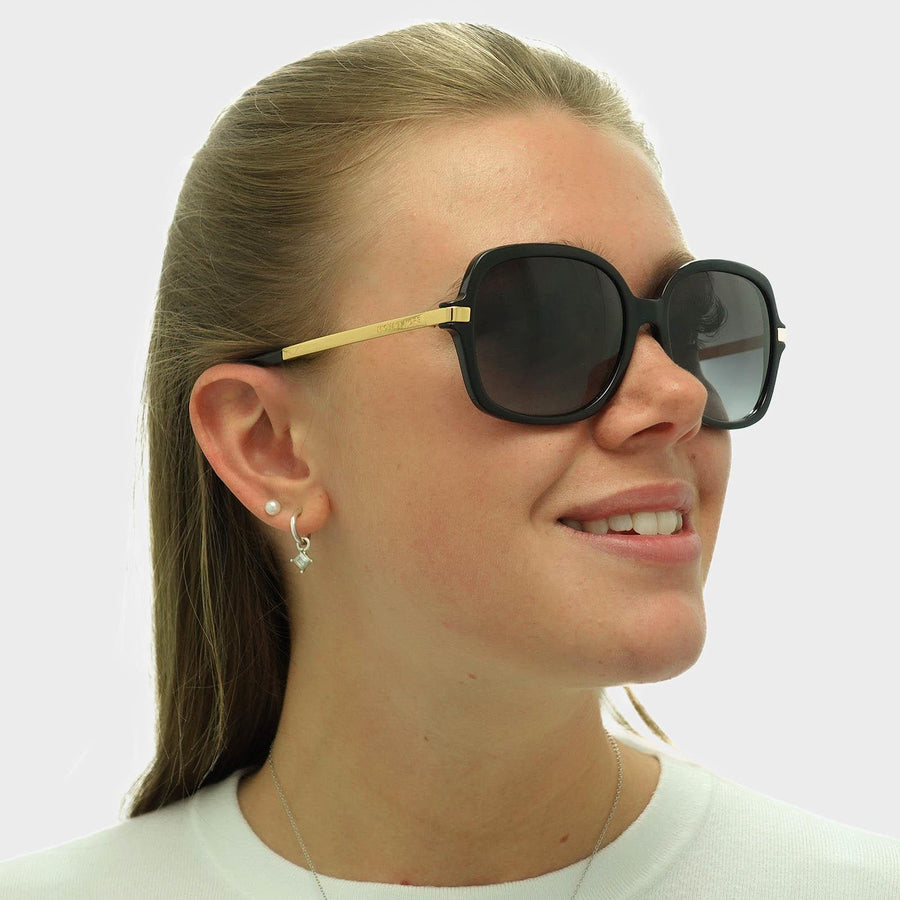 Michael Kors Sunglasses Adrianna II 2024 316011 Black Gold Light Grey Gradient