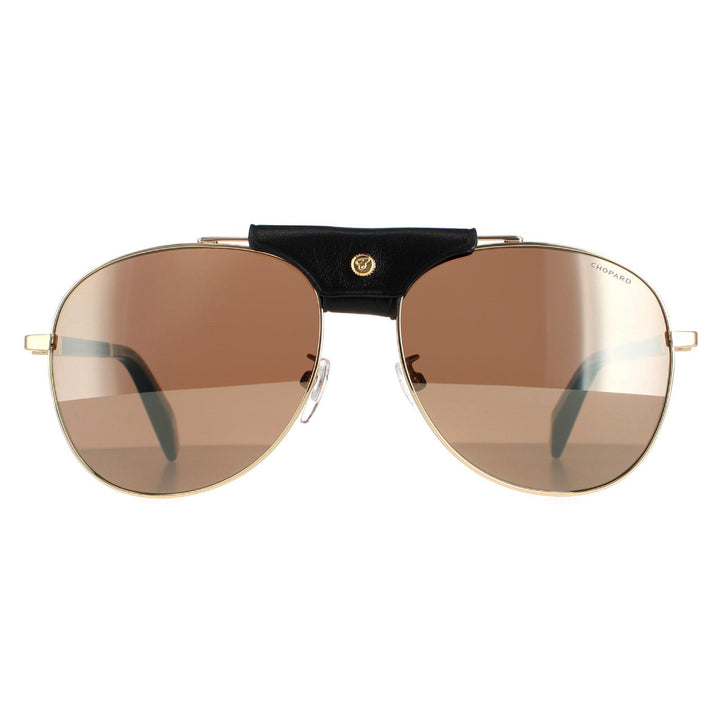 Chopard Sunglasses SCHF22 300Z Shiny Rose Gold Brown Silver Mirror Polarised