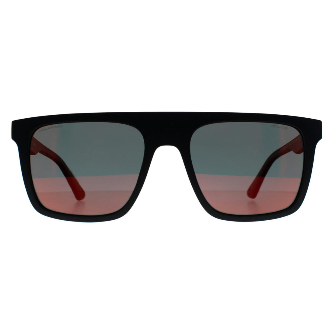 Police Sunglasses SPLF61 Beyond Lite 2 U28R Matte Black Red Mirror