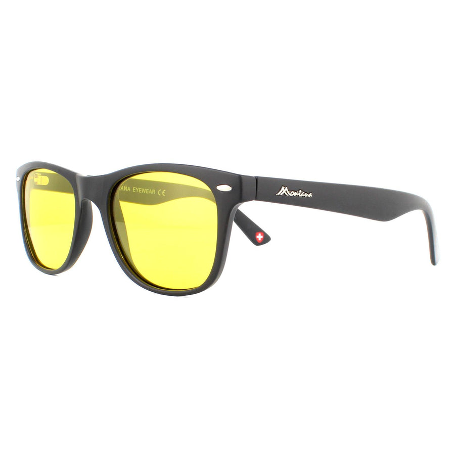 Montana Sunglasses MP10 Y Matte Black Rubbertouch Yellow High Contrast Polarized