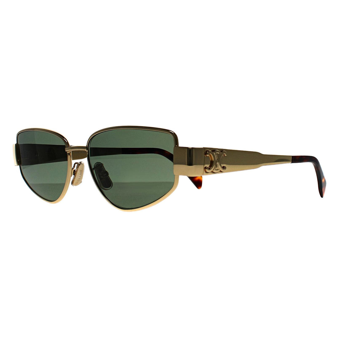 Celine Sunglasses Metal Triomphe CL40293U 30N Shiny Endura Gold Green