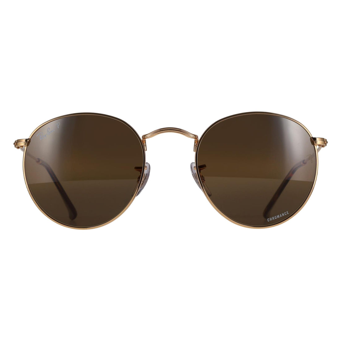 Ray-Ban Sunglasses Round Metal RB3447 001/G5 Gold Silver Brown Polarized Chromance