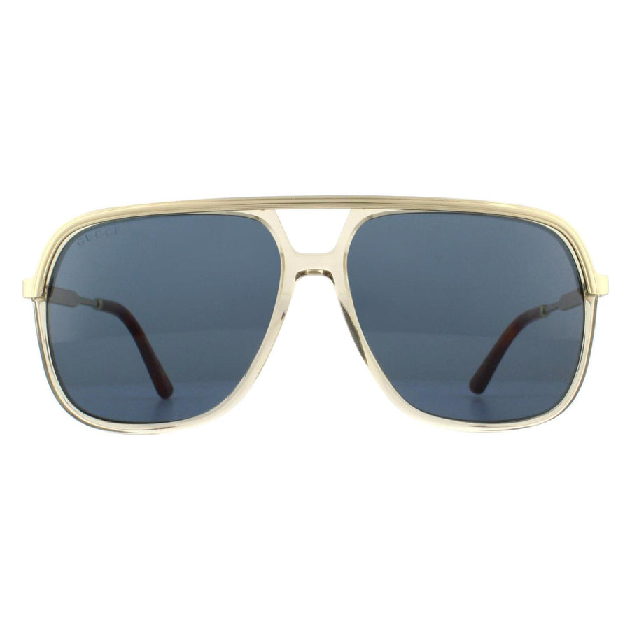 Gucci GG0200S Sunglasses Gold with Light Brown Crystal Blue