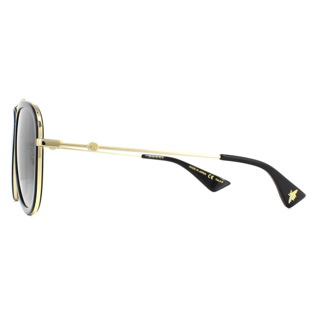 Gucci Sunglasses GG0062S 011 Black And Gold Grey Gradient Polarized