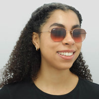 Ray-Ban Sunglasses Hexagonal RB3548N 9069A5 Polished Bronze Copper Brown Gradient