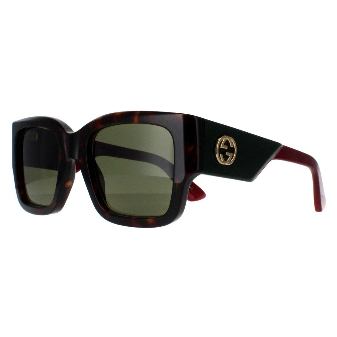Gucci Sunglasses GG1663S 002 Havana with Green and Red Green