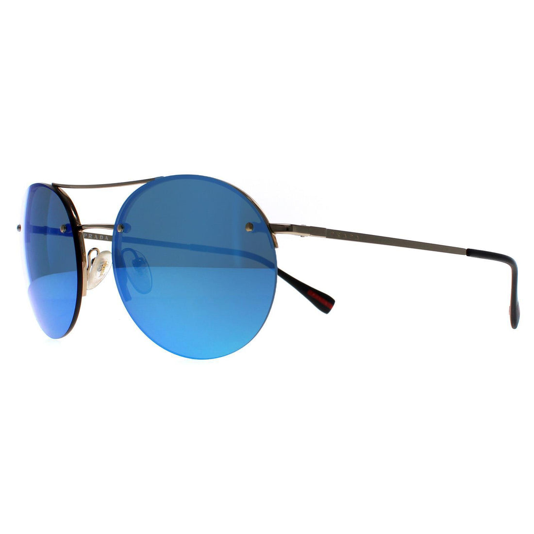 Prada Sport PS54RS Linea Rossa Sunglasses Pale Gold Blue Mirror