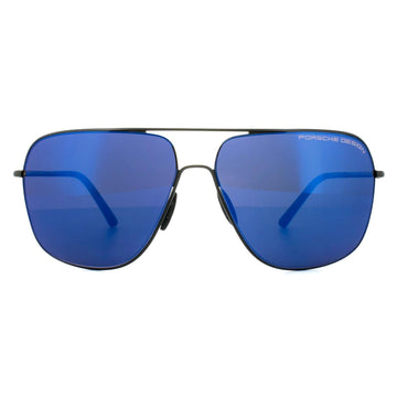 Porsche Design Sunglasses P8607 A V279 Black Dark Blue Mirror