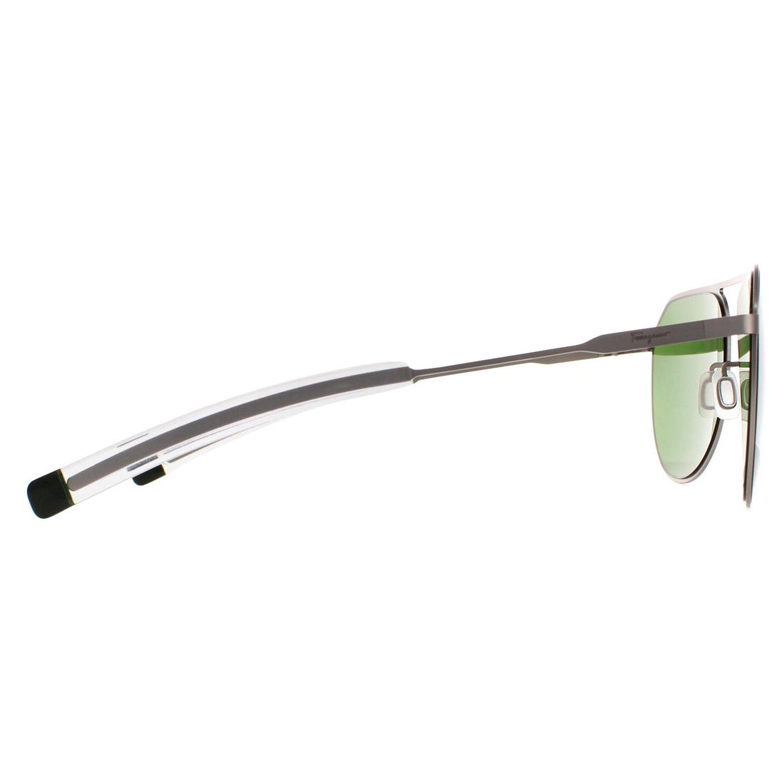 Salvatore Ferragamo Sunglasses SF219S 032 Matte Light Ruthenium Green