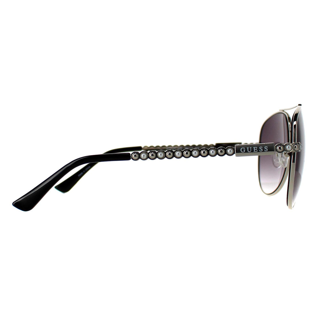 Guess Sunglasses GF0356 10B Shiny Light Nickeltin Smoke Gradient