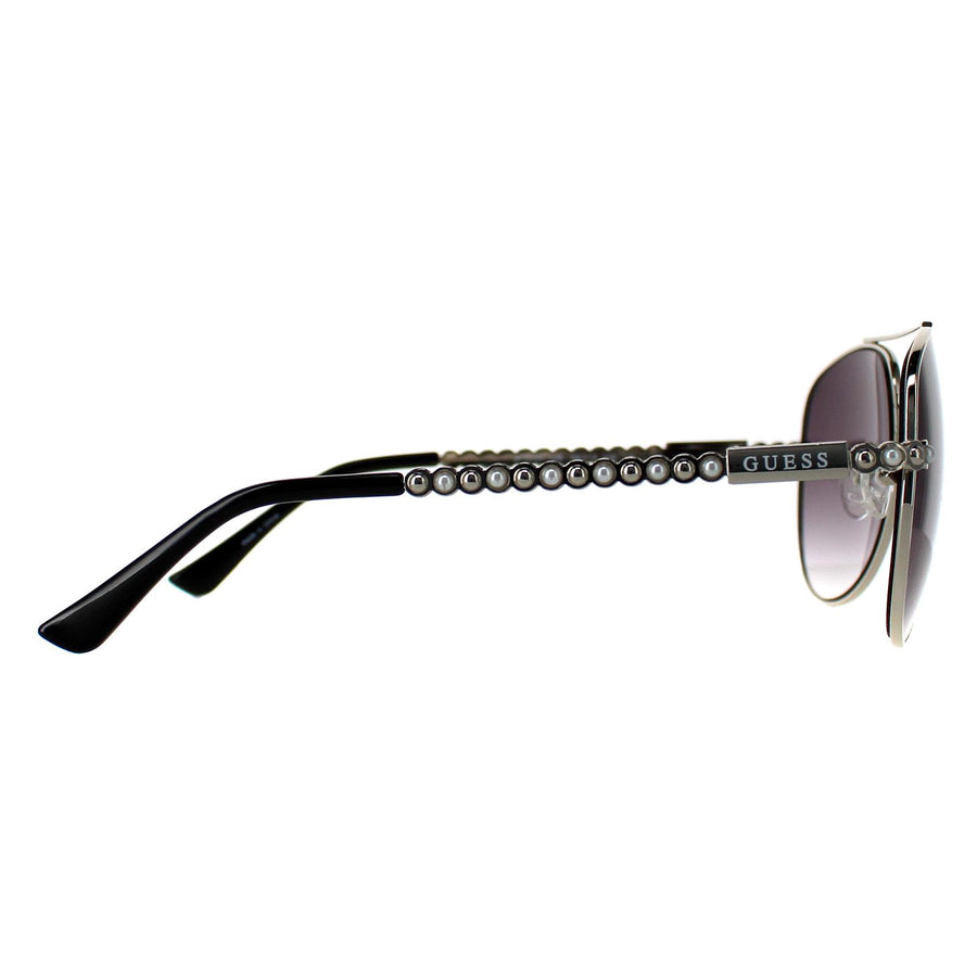 Guess Sunglasses GF0356 10B Shiny Light Nickeltin Smoke Gradient