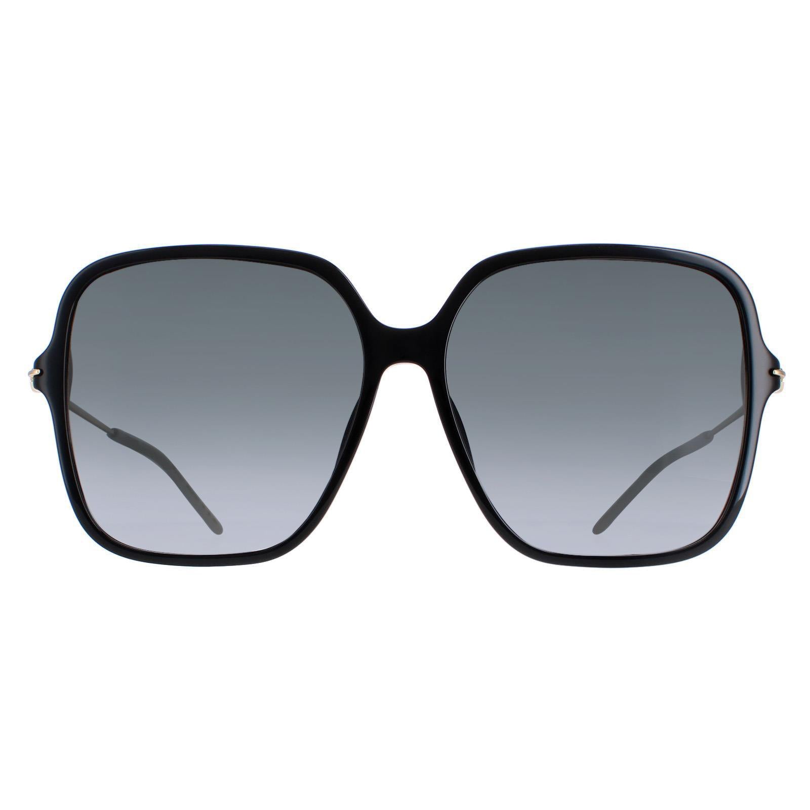 Gucci Sunglasses GG1267S 001 Shiny Black and Gold Grey Gradient