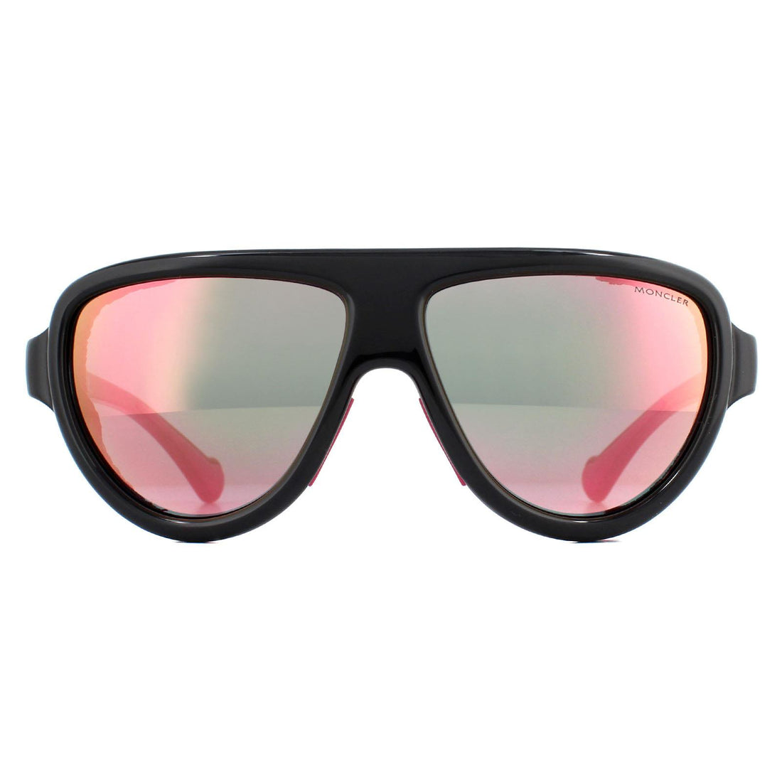 Moncler Sunglasses ML0089 01Z Shiny Black with Pink Leather Blue 