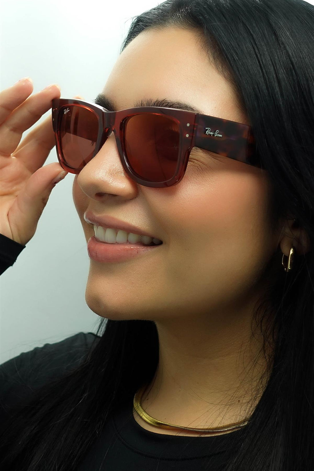 Ray-Ban Sunglasses RB0840S Mega Wayfarer 66372K Transparent Pink and Havana Red Mirror