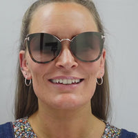 Tom Ford Sunglasses Charlotte 0657 01C Grey Gold Blue Gradient with Silver Mirror